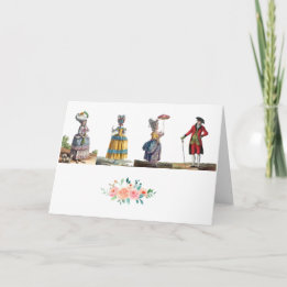 Elegant roze, geel Frans Mode Regency Flower Bedankkaart