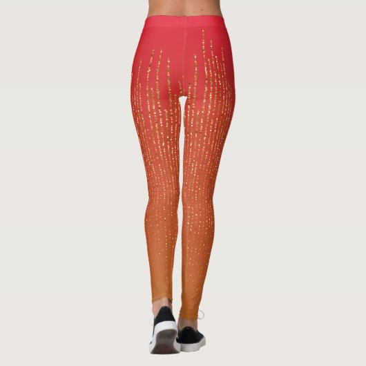 Elegant roze geel glitterpatroon leggings (Achterkant)