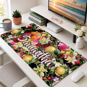 Elegant Roze Geel Oranje Modern Fruit Patroon Bureaumat