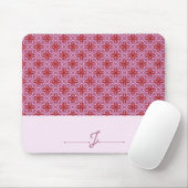 Elegant Roze Geometrisch Patroon Monogram Mousepad Muismat (Met muis)