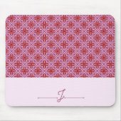 Elegant Roze Geometrisch Patroon Monogram Mousepad Muismat (Voorkant)