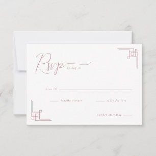 Elegant Roze Geometrische RSVP Kaartje