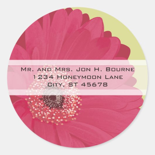 Elegant roze Gerber Daisy Wedding Stickers (Voorkant)