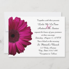 Elegant roze Gerbera Daisy Wedding Invitation Kaart