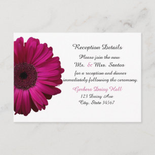 Elegant roze Gerbera Daisy Wedding Reception Kaart