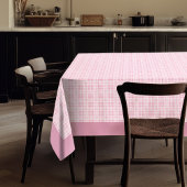 Elegant roze geruit tafelkleed met zachte tonen