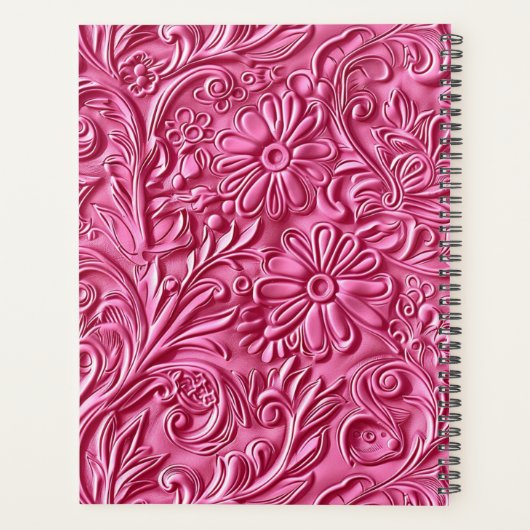 Elegant roze geslepen leer planner (Achterkant)