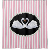 Elegant roze gestripte parels en zwans, douchetgor douchegordijn (Voorkant)