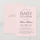 Elegant roze, gewoon modern Baby shower Kaart (Voorkant / Achterkant)