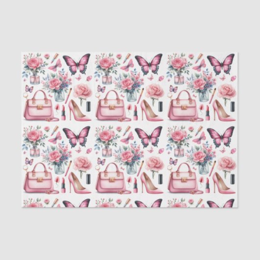 Elegant Roze Girly Mode tissue papier (Voorkant)