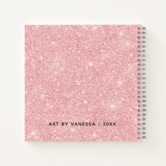 Elegant Roze Glitter Artiest Sketchbook Notitieboek (Achterkant)