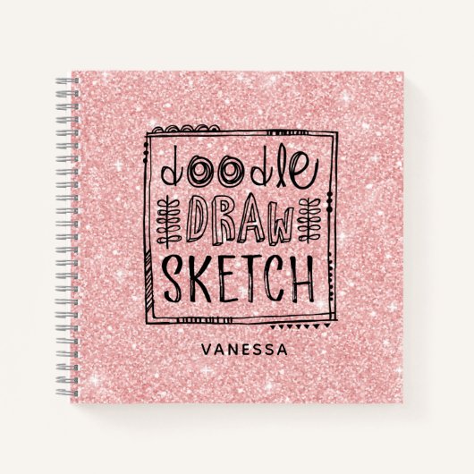 Elegant Roze Glitter Artiest Sketchbook Notitieboek (Voorkant)