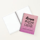 Elegant Roze Glitter Artist Sketchbook met naam Notitieboek (Binnen)