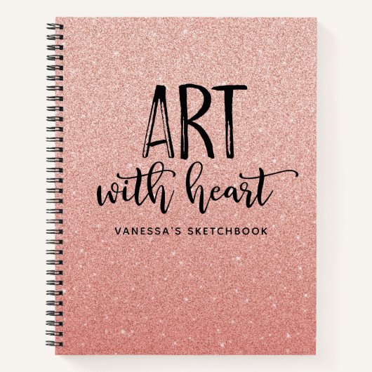 Elegant Roze Glitter Artist Sketchbook Notitieboek (Voorkant)