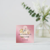 Elegant roze glitter-ballonnen vierkante visitekaartje (Staand voorkant)