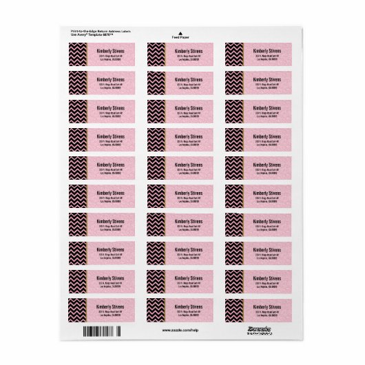 Elegant roze glitter Black Chevron Gold Accents La Etiket (Full Sheet)