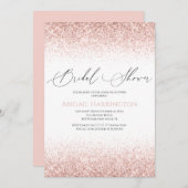 Elegant Roze Glitter Bridal Shower Uitnodiging (Voorkant / Achterkant)