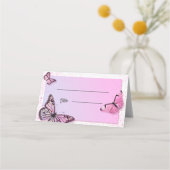 Elegant roze glitter Butterfly Wedding Plaatskaartje (Voorkant)