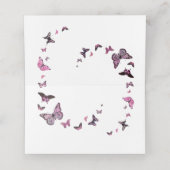 Elegant roze glitter Butterfly Wedding Plaatskaartje (Binnenkant ongevouwen)