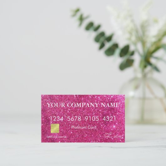 Elegant Roze Glitter-creditcard Visitekaartje (Staand voorkant)