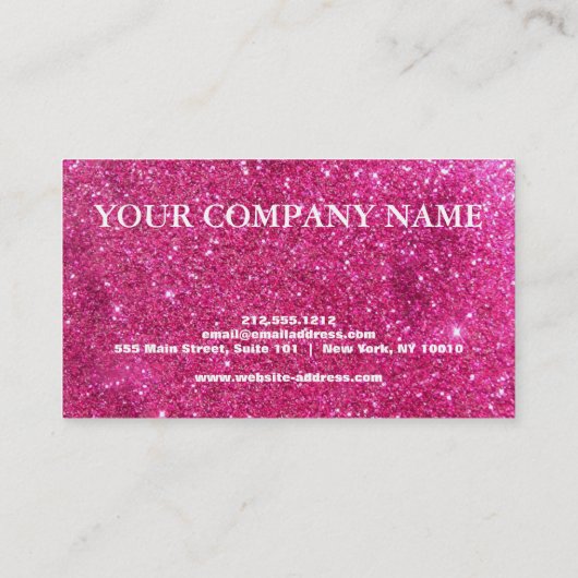 Elegant Roze Glitter-creditcard Visitekaartje (Achterkant)