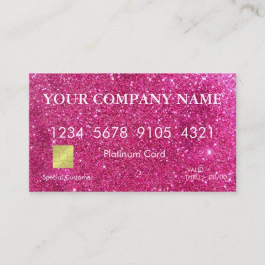 Elegant Roze Glitter-creditcard Visitekaartje (Voorkant)