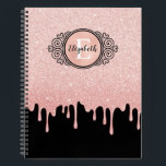 Elegant Roze Glitter Drift Monogram Sketchbook Notitieboek<br><div class="desc">Dit gepersonaliseerde girly 8, 5 x 11 schetsboek heeft een zwart-wit monogram op een prachtige faux roze folie en druipende glitter achtergrond. Personaliseer het voor de meisjesachtige kunstenaar in je leven. Een leuk cadeau voor verjaardagen en kerst. Ontworpen voor u door Blackberry Boulevard.</div>