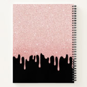 Elegant Roze Glitter Drift Monogram Sketchbook Notitieboek (Achterkant)