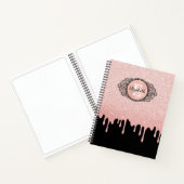 Elegant Roze Glitter Drift Monogram Sketchbook Notitieboek (Binnen)