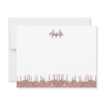 Elegant Roze Glitter Drips Name Monogramed