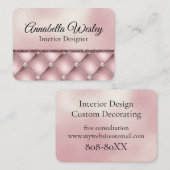 Elegant roze glitter en diamanten op parelolie visitekaartje (Voorkant / Achterkant)