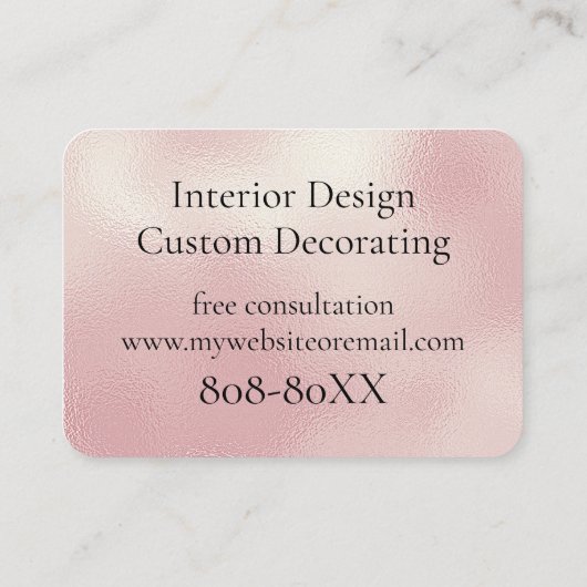 Elegant roze glitter en diamanten op parelolie visitekaartje (Achterkant)