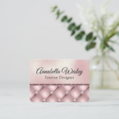 Elegant roze glitter en diamanten op parelolie visitekaartje (Staand voorkant)