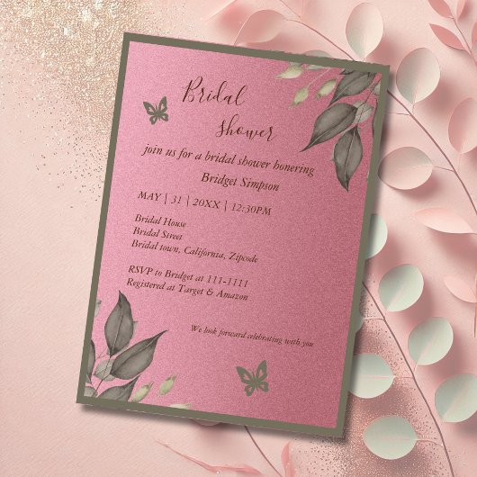 Elegant Roze Glitter Eucalyptus vrijgezellenfeest Kaart