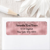 Elegant roze glitter & Folie retour adreslabel Etiket (Insitu)