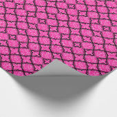 Elegant roze glitter & geometrisch zwart patroon cadeaupapier (Hoek)