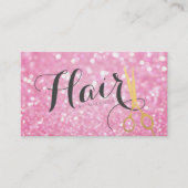 Elegant roze Glitter Gold Scissors Hair Stylist Afsprakenkaartje (Voorkant)
