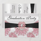 Elegant Roze Glitter Graduation Party Kaart (Voorkant / Achterkant)