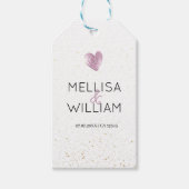 Elegant Roze Glitter Hart Custom Couple Naam Datum Cadeaulabel (Voorkant)