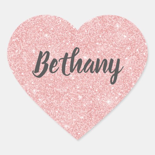 Elegant Roze Glitter Hart Hart Sticker (Voorkant)