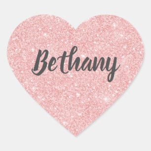 Elegant Roze Glitter Hart Hart Sticker