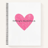 Elegant Roze Glitter Heart Artist Sketchbook Notitieboek (Voorkant)