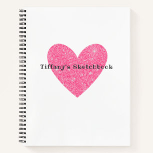 Elegant Roze Glitter Heart Artist Sketchbook Notitieboek