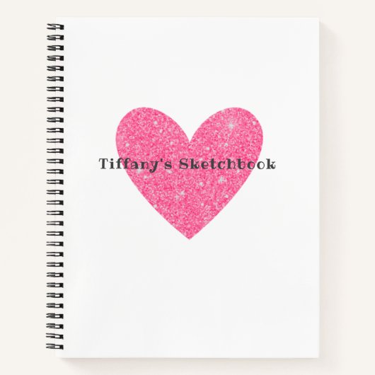 Elegant Roze Glitter Heart Artist Sketchbook Notitieboek (Voorkant)