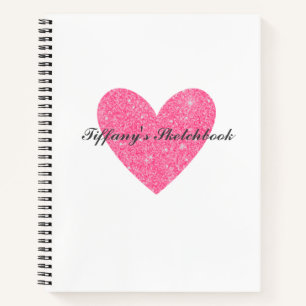 Elegant Roze Glitter Heart Artist Sketchbook Notitieboek