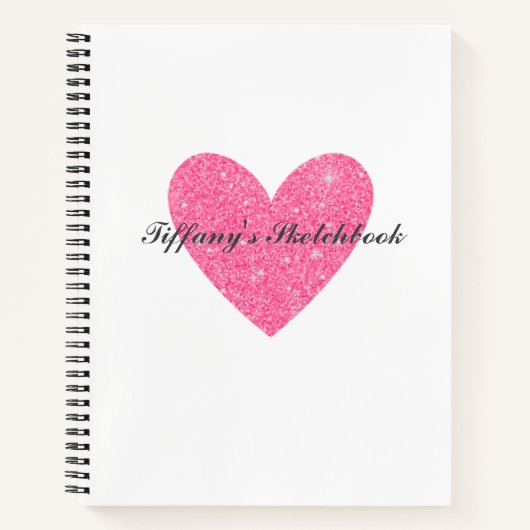 Elegant Roze Glitter Heart Artist Sketchbook Notitieboek (Voorkant)