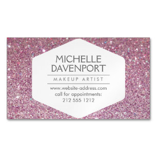 Elegant Roze Glitter Magnetisch Visitekaartje