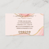 Elegant Roze Glitter Marble Agate Script Visitekaartje (Achterkant)