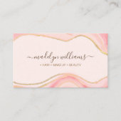 Elegant Roze Glitter Marble Agate Script Visitekaartje (Voorkant)