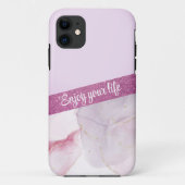 Elegant roze glitter-marmer iPhone Case (Achterkant)